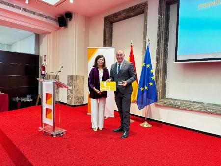 Imagen Miguel Ángel de Vicente recoge el premio que la Agencia Española de Protección de Datos ha concedido a la Diputación de Segovia como...